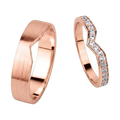Curved Matching Couple Ring Set - Rose Gold 1
