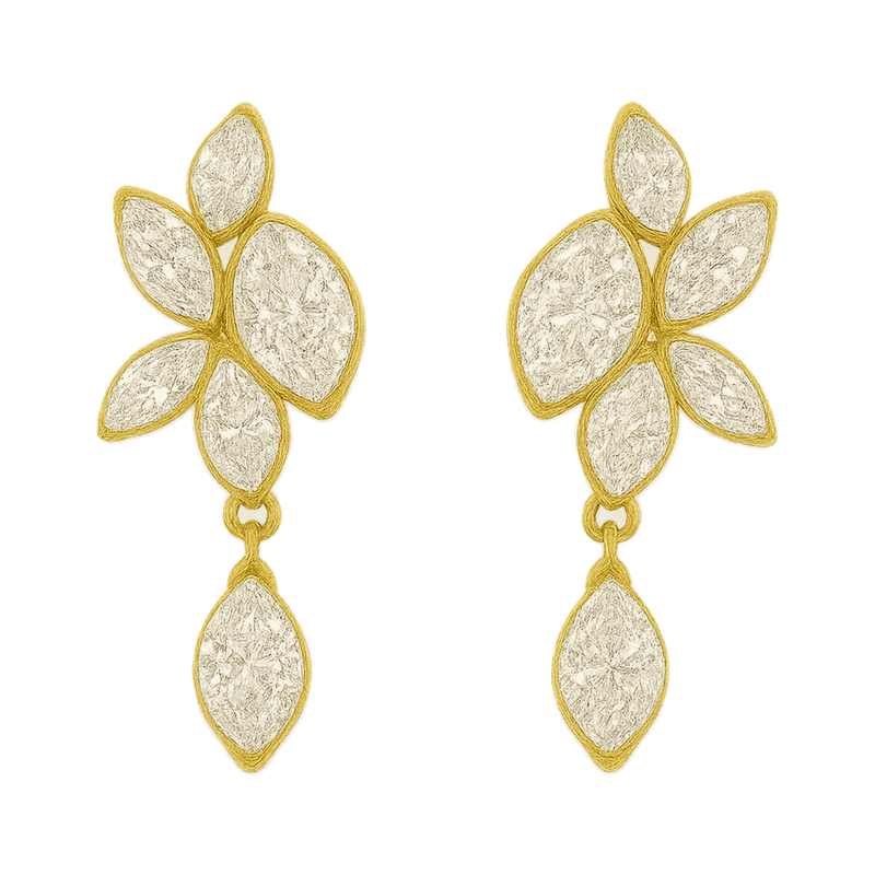 Starlight Marquise-Cut Lab-Grown Diamond Drop Earrings, Rhodium Plated