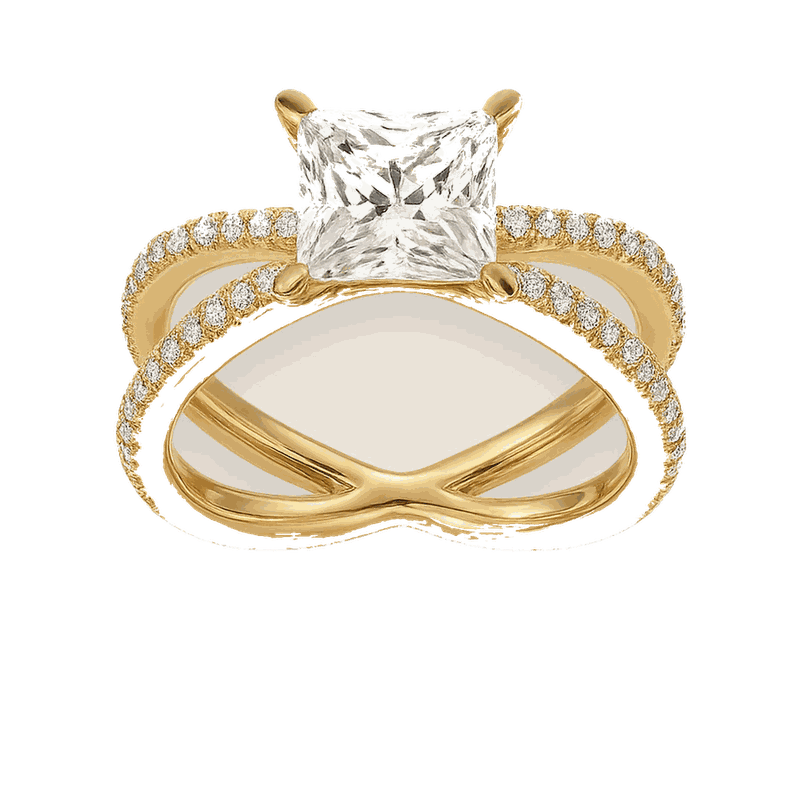 Princess Cut Lab-Grown Diamond Criss-Cross Ring