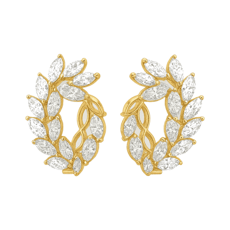 Mesmera Lab-Grown Diamond Marquise Hoop Earrings, Rhodium Plated