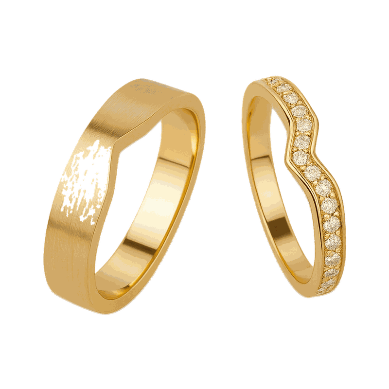 Curved Matching Lab-Grown Diamond Couple Ring Set