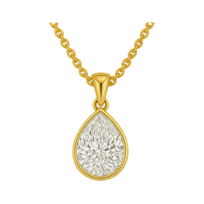 Bezel Set Pear Lab-Grown Diamond Pendant Necklace