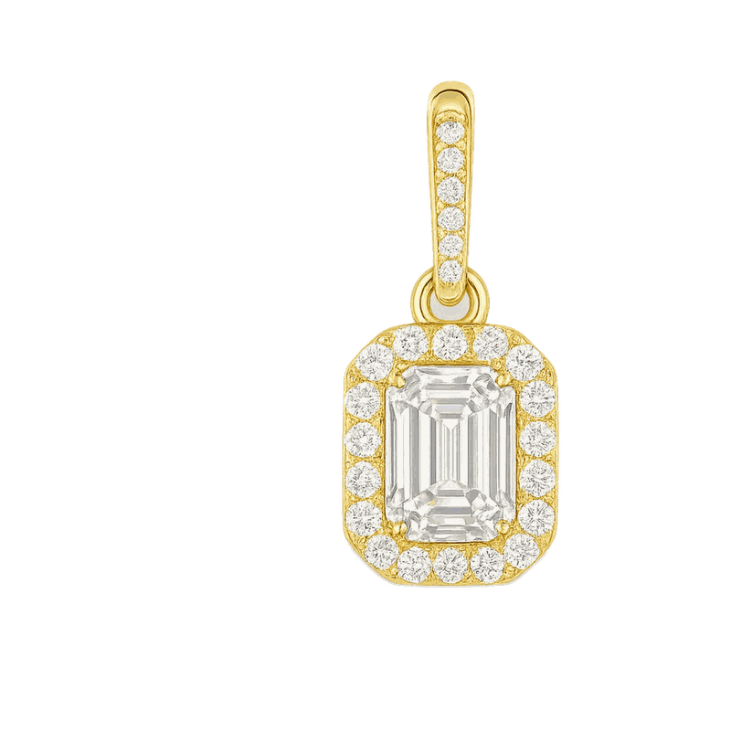 Una Lab-Grown Diamond Octagon Drop Earrings, Rhodium Plated