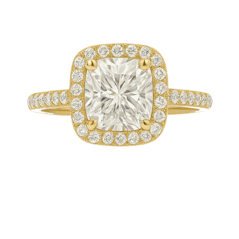 Star Ring Series Emerald-Cut Diamond Halo Ring