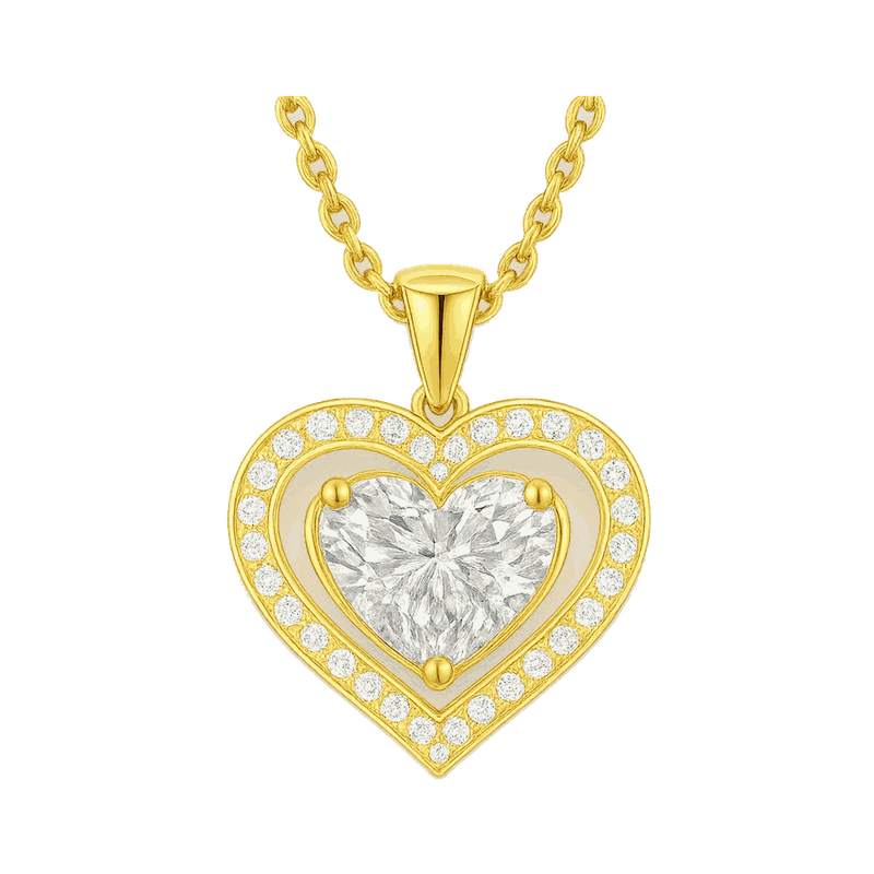 Double Heart Halo Lab-Grown Diamond Pendant Necklace