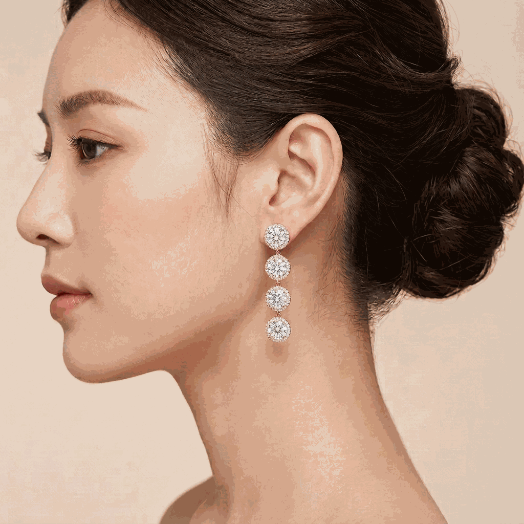 Halo Linear Lab-Grown Diamond Drop Earrings
