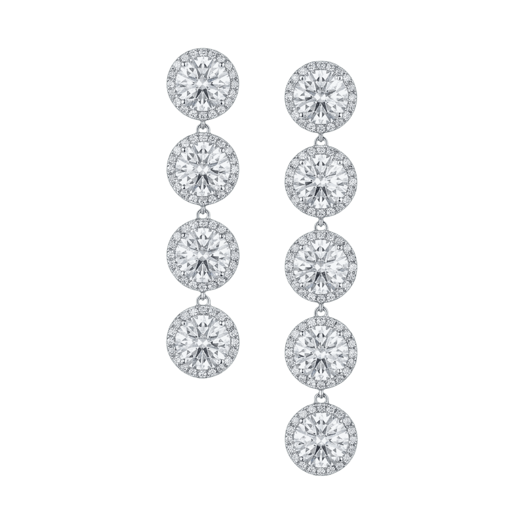 Halo Linear Lab-Grown Diamond Drop Earrings