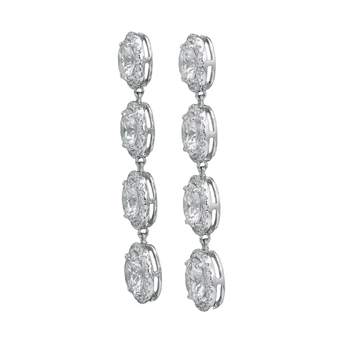Halo Linear Lab-Grown Diamond Drop Earrings