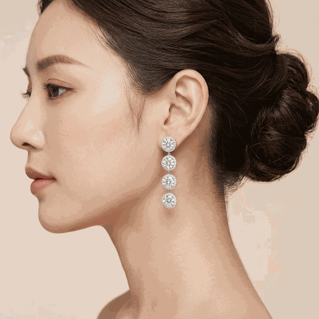 Halo Linear Lab-Grown Diamond Drop Earrings
