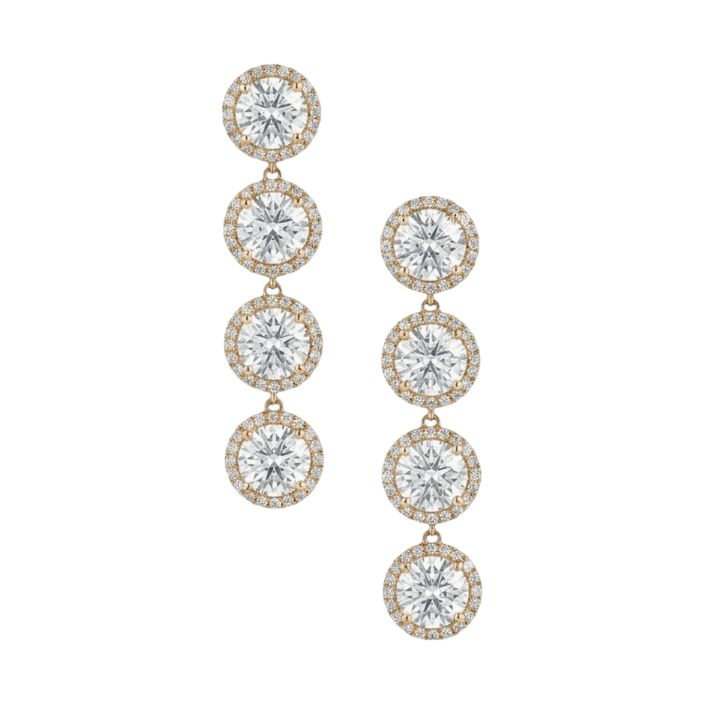Halo Linear Lab-Grown Diamond Drop Earrings