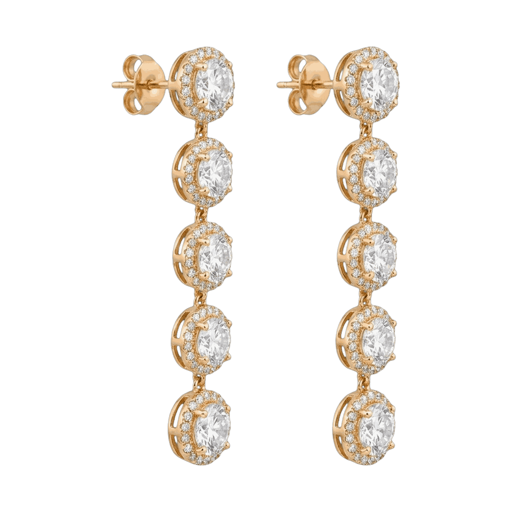 Halo Linear Lab-Grown Diamond Drop Earrings