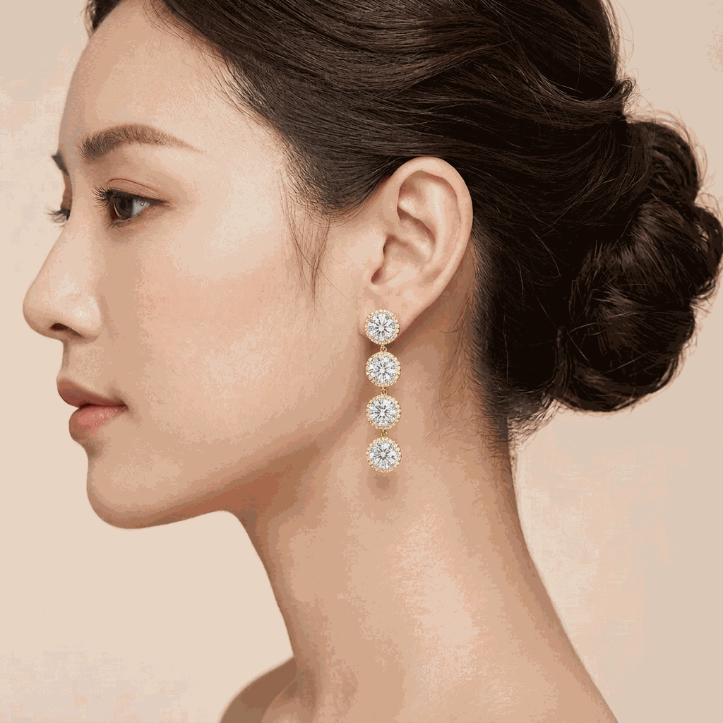 Halo Linear Lab-Grown Diamond Drop Earrings