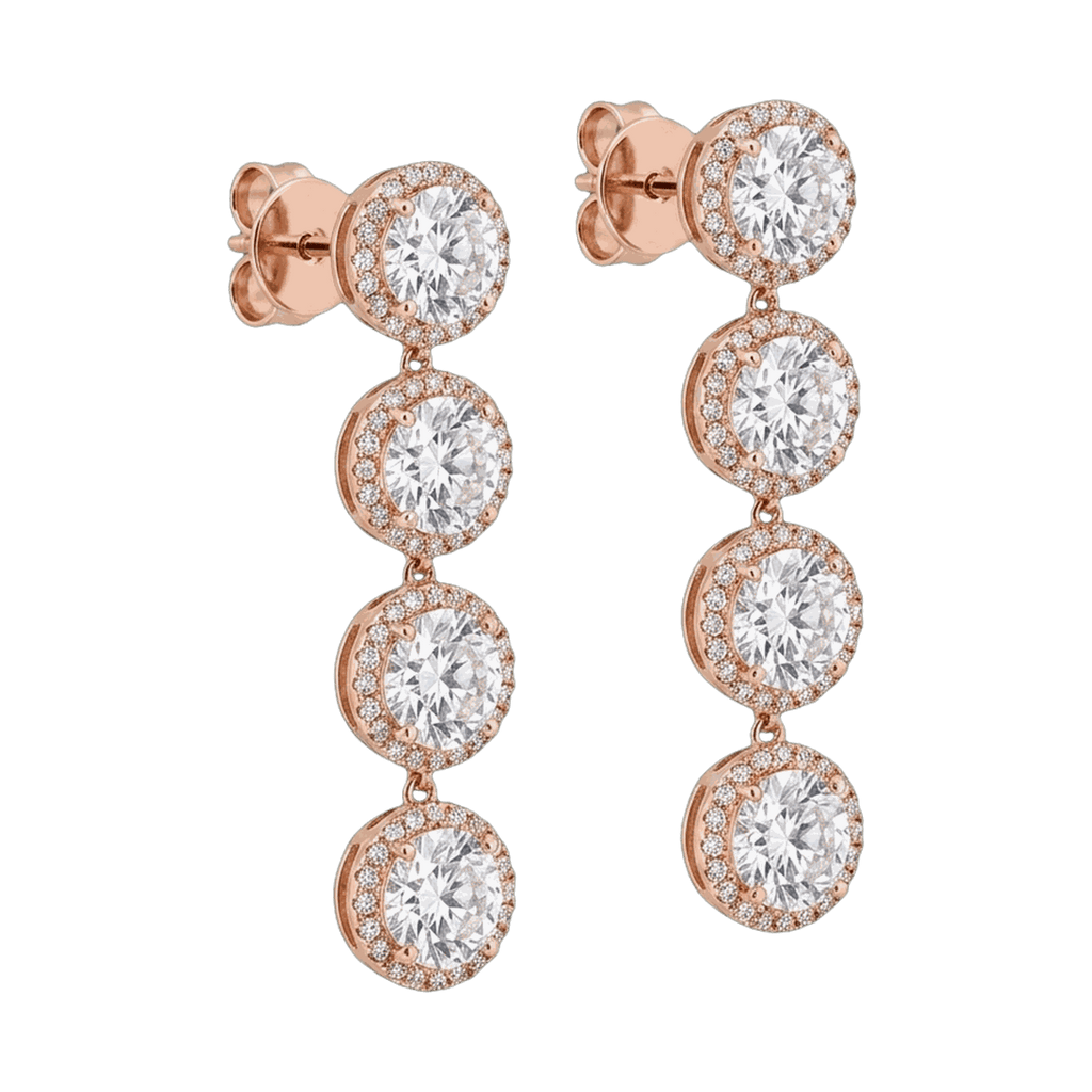 Halo Linear Lab-Grown Diamond Drop Earrings
