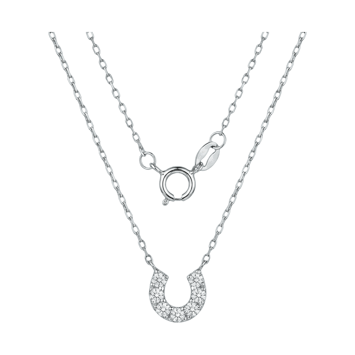 Lucky Horseshoe Lab-Grown Diamond Pendant Necklace
