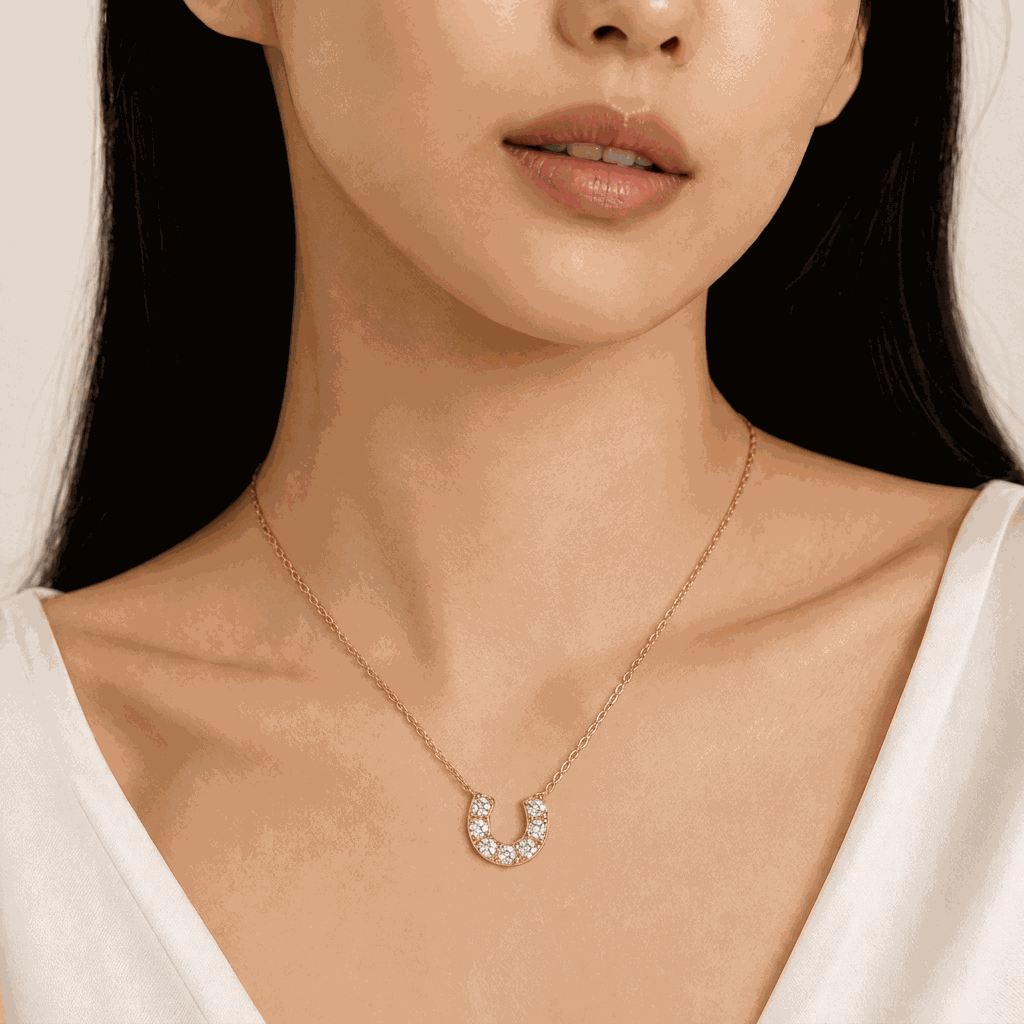 Lucky Horseshoe Lab-Grown Diamond Pendant Necklace