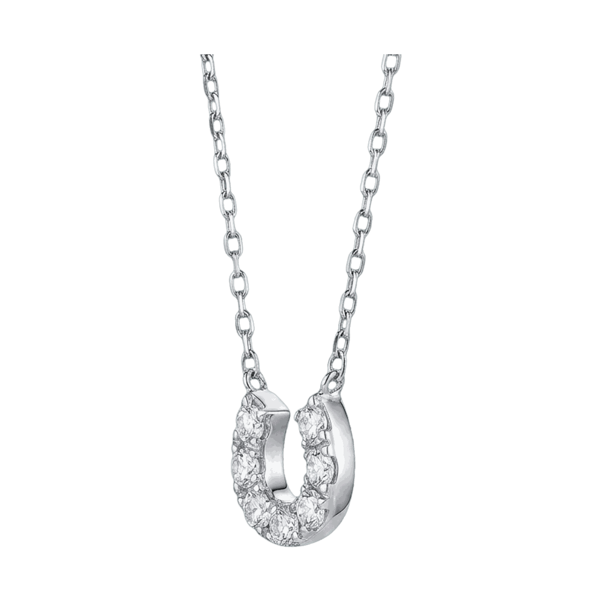 Lucky Horseshoe Lab-Grown Diamond Pendant Necklace