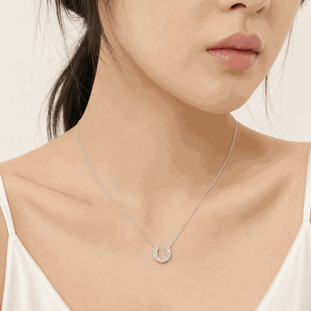 Lucky Horseshoe Lab-Grown Diamond Pendant Necklace