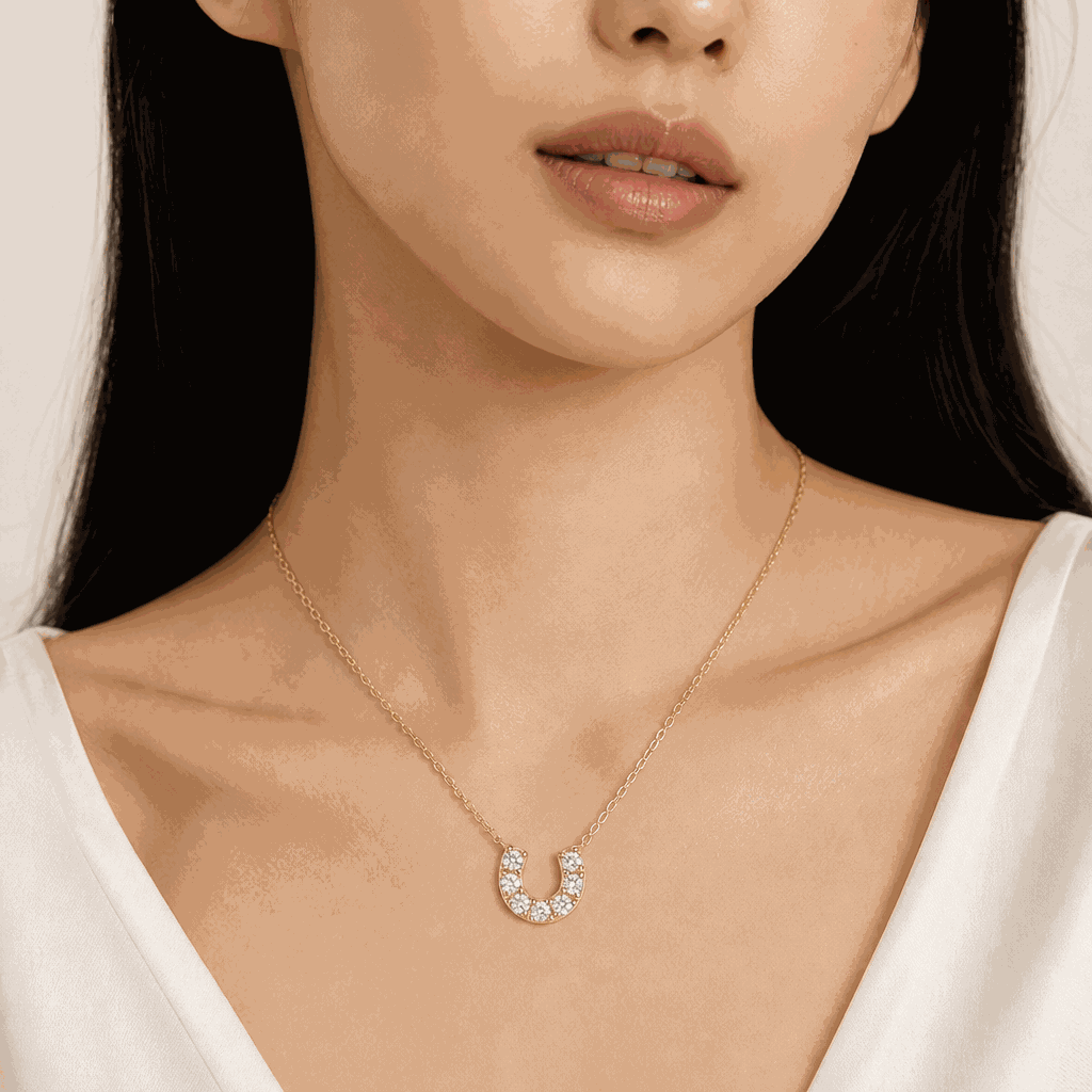 Lucky Horseshoe Lab-Grown Diamond Pendant Necklace