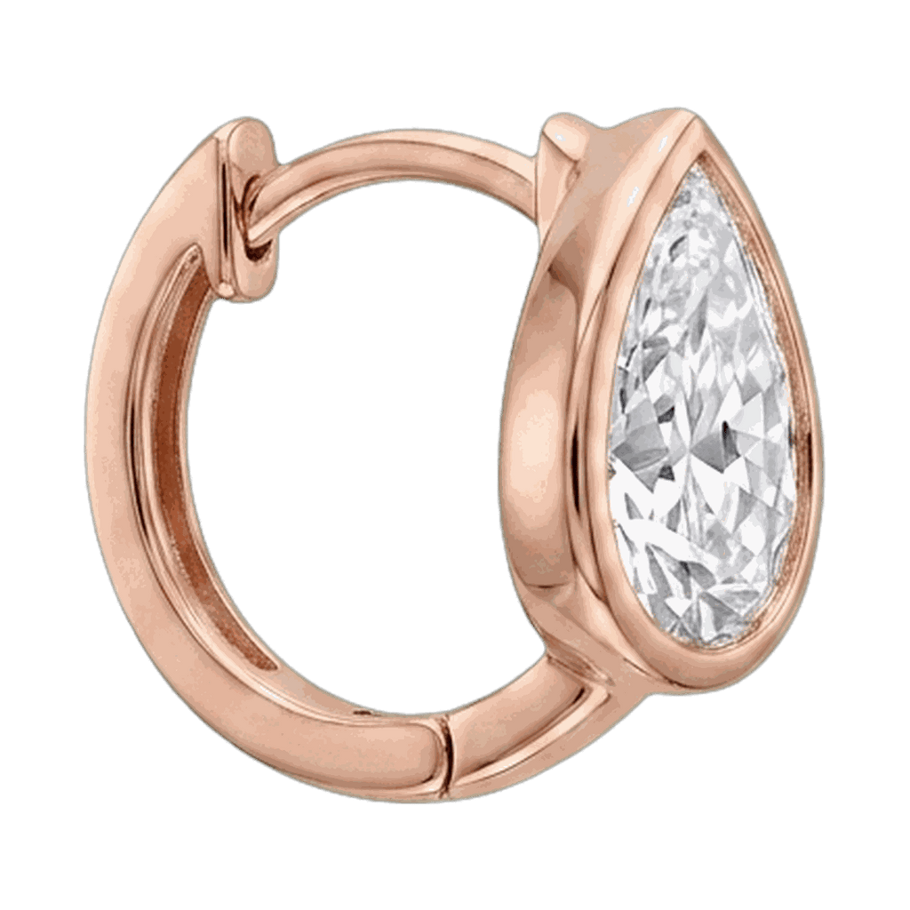 Bezel Set Lab-Grown Diamond Pear Huggie Hoop Earrings