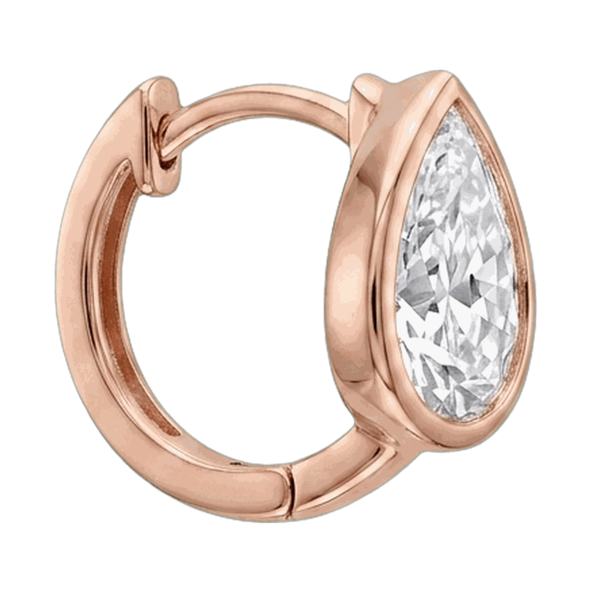 Bezel Set Lab-Grown Diamond Pear Huggie Hoop Earrings