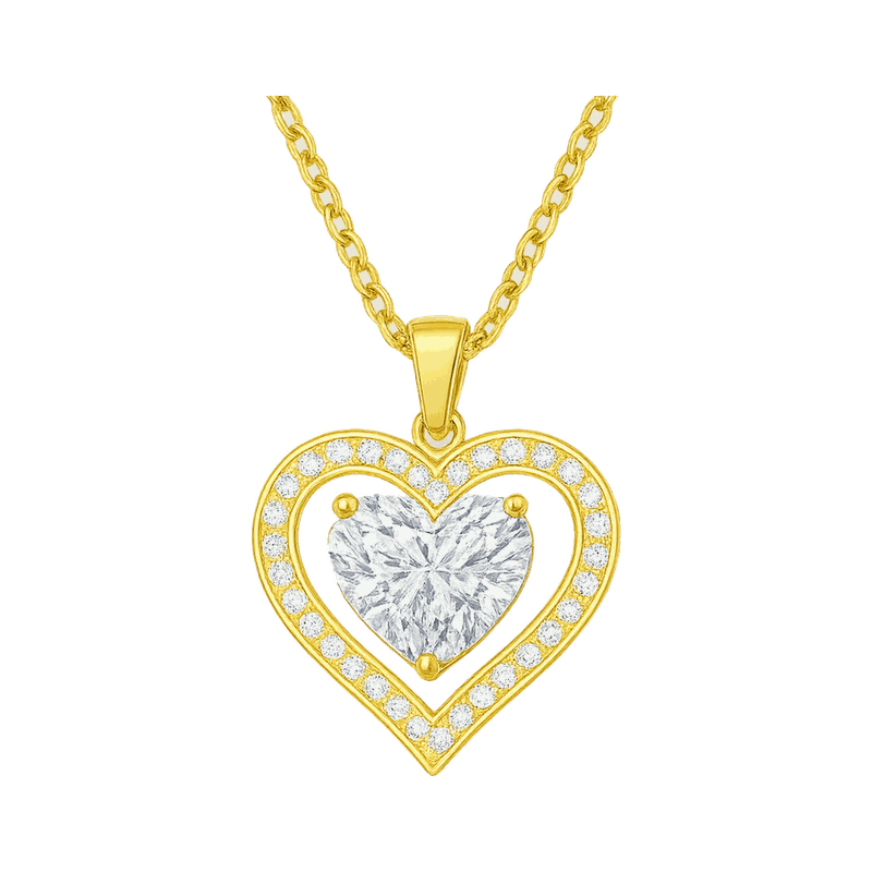 Double Heart Halo Lab-Grown Diamond Pendant Necklace