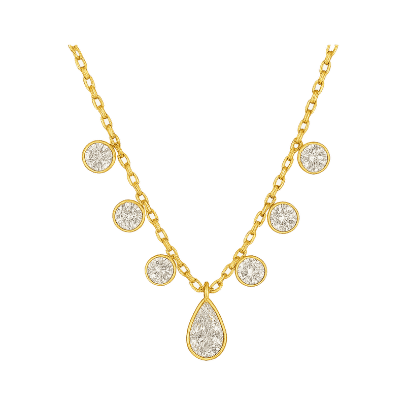 Seven-Stone Pear & Round Lab-Grown Diamond Necklace