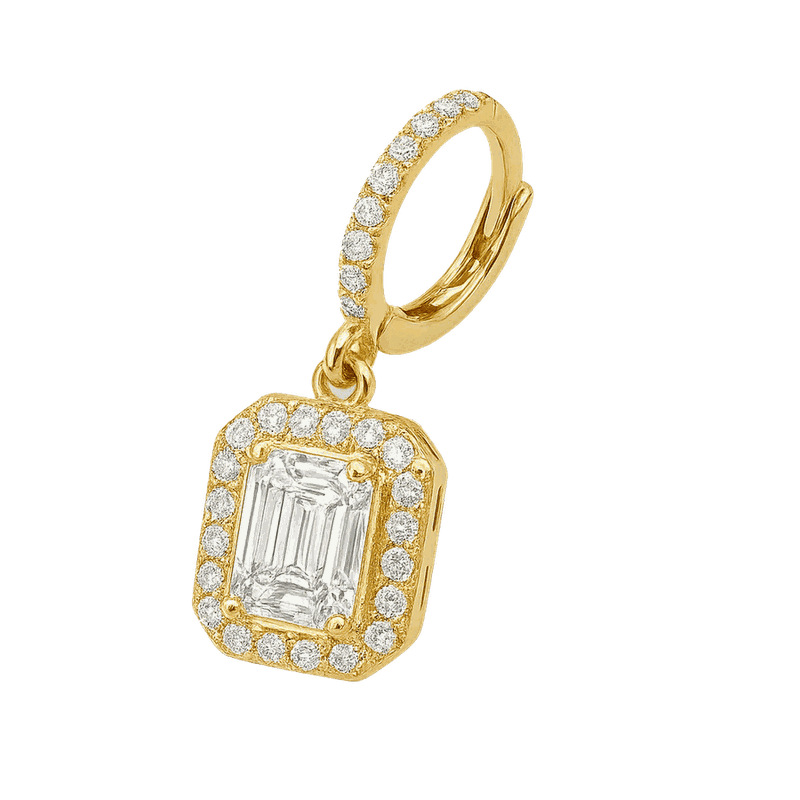 Una Lab-Grown Diamond Octagon Drop Earrings, Rhodium Plated