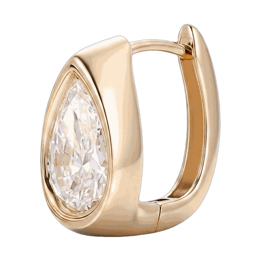 Bezel Set Lab-Grown Diamond Pear Huggie Hoop Earrings