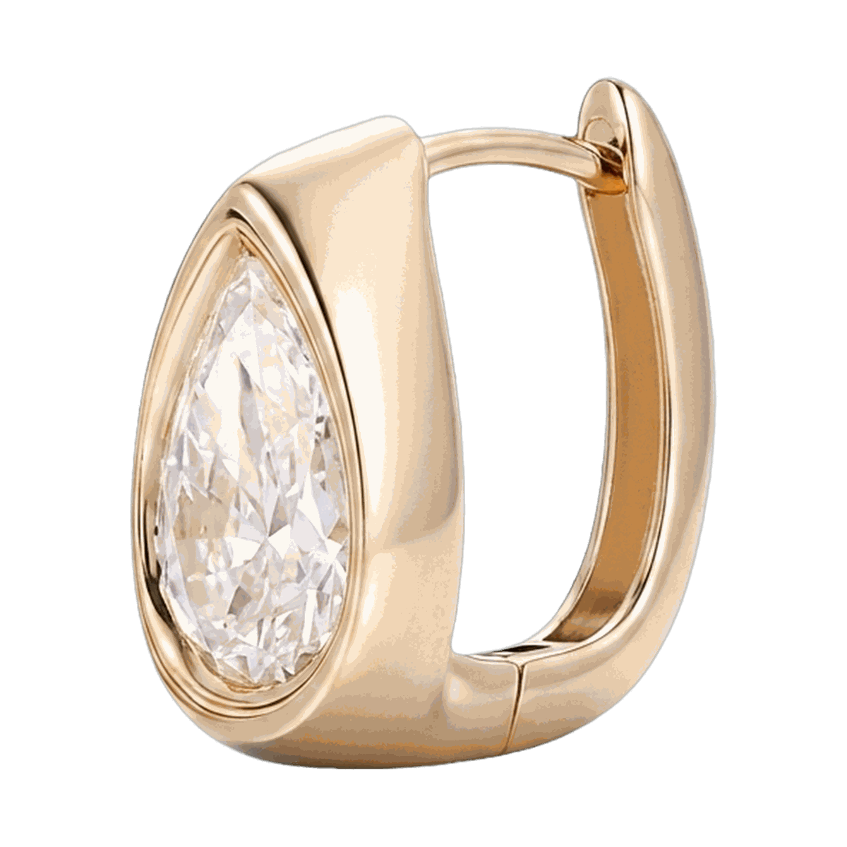 Bezel Set Lab-Grown Diamond Pear Huggie Hoop Earrings