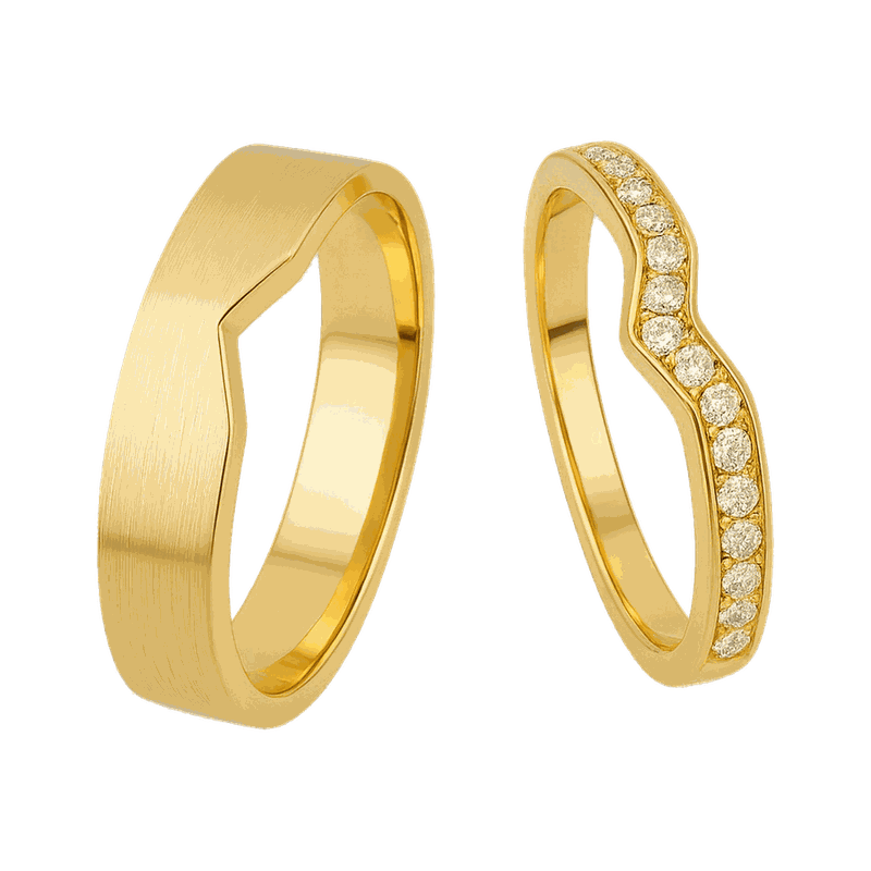 Curved Matching Lab-Grown Diamond Couple Ring Set