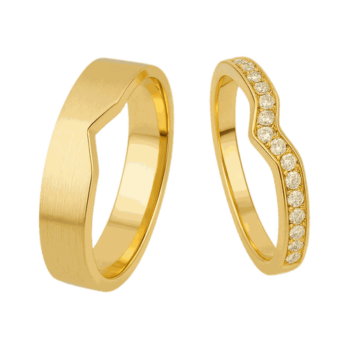 Curved Matching Lab-Grown Diamond Couple Ring Set