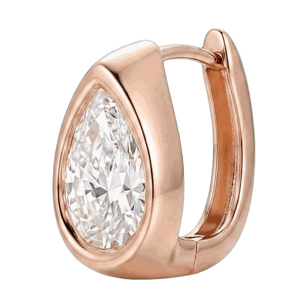 Bezel Set Lab-Grown Diamond Pear Huggie Hoop Earrings