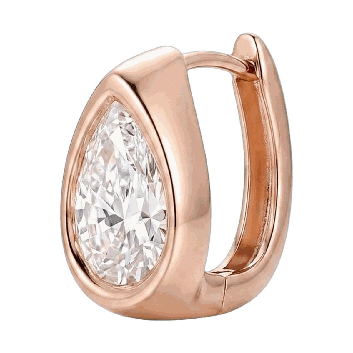 Bezel Set Lab-Grown Diamond Pear Huggie Hoop Earrings
