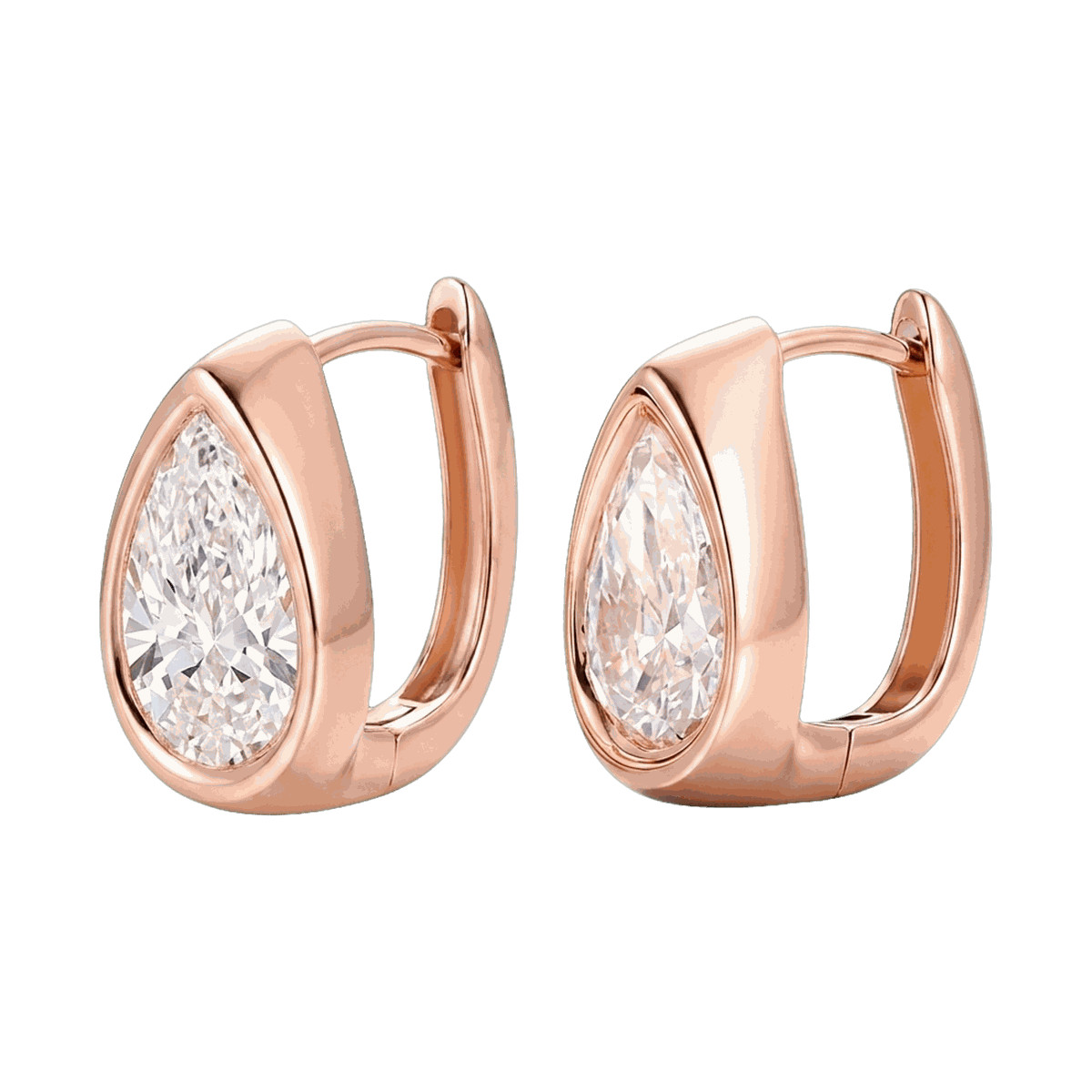 Bezel Set Lab-Grown Diamond Pear Huggie Hoop Earrings