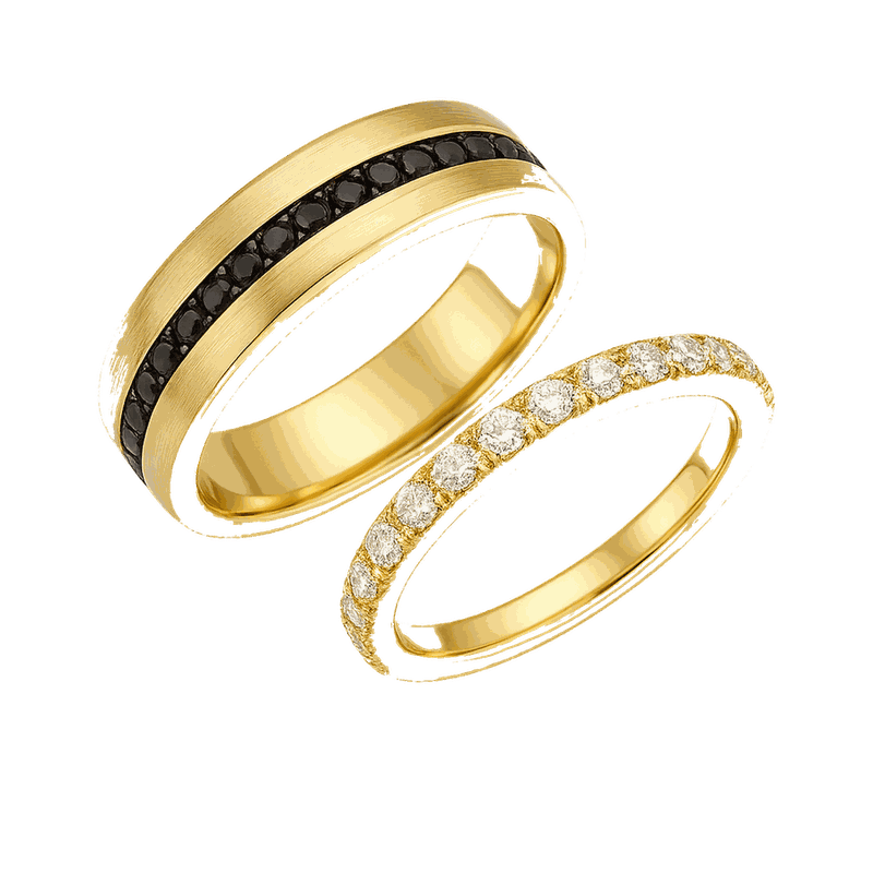 Black & White Diamond Couple Ring Set