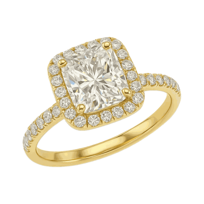 Star Ring Series Emerald-Cut Diamond Halo Ring