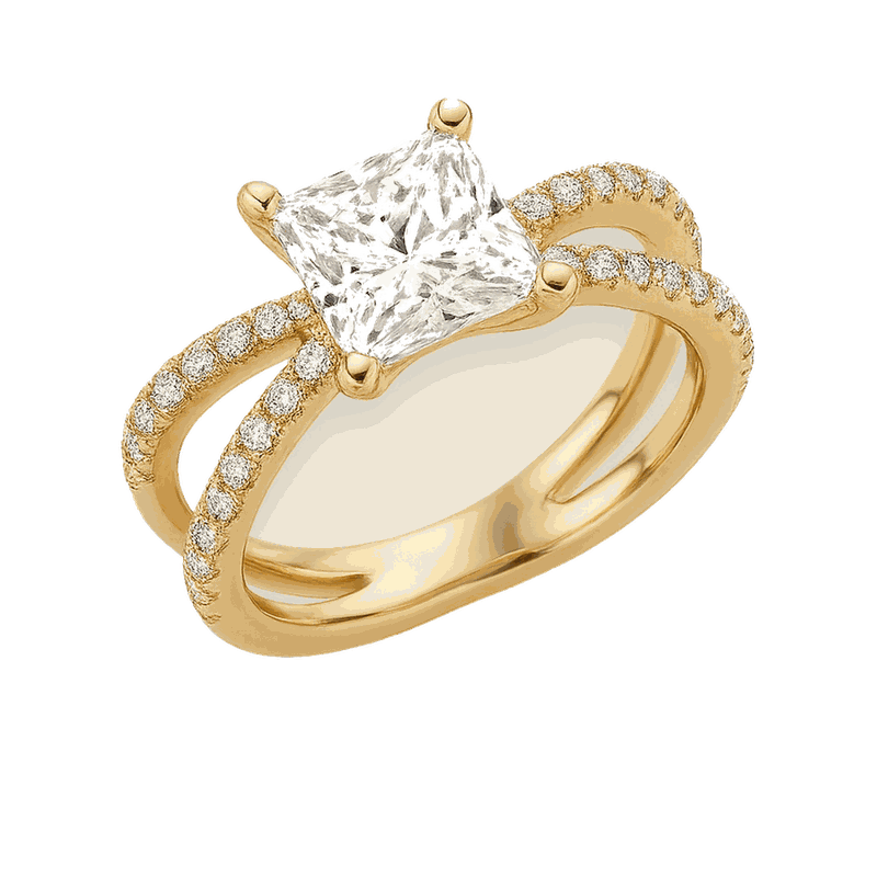 Princess Cut Lab-Grown Diamond Criss-Cross Ring