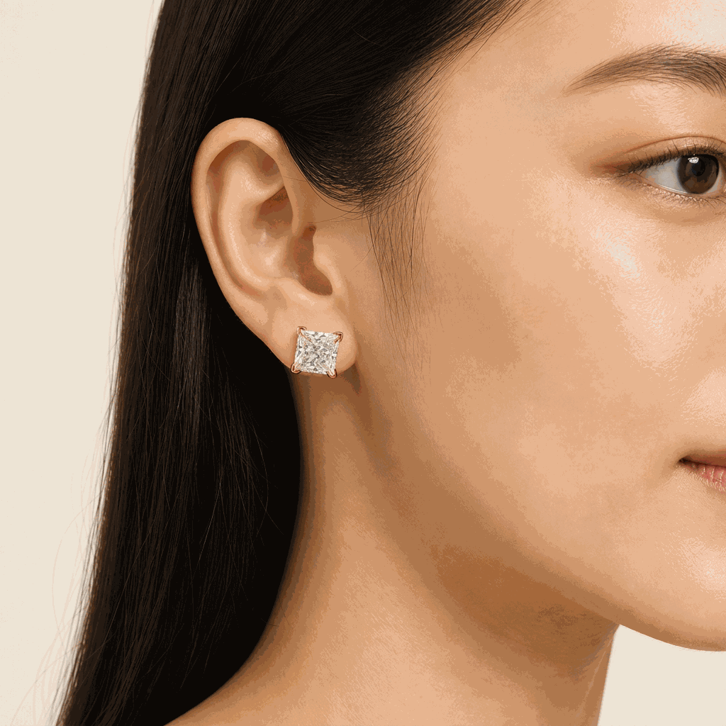 Princess Cut Lab-Grown Diamond Stud Earrings