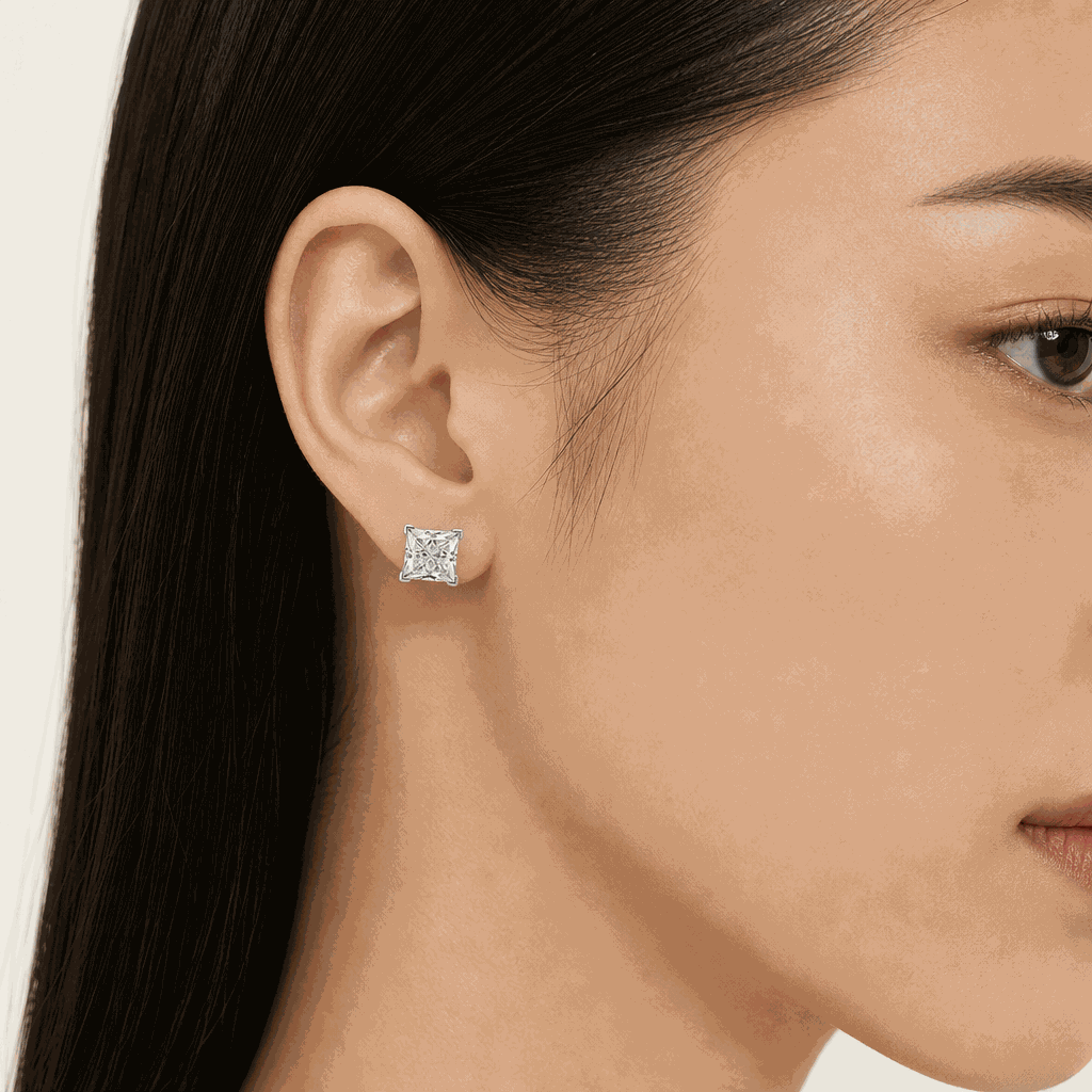 Princess Cut Lab-Grown Diamond Stud Earrings