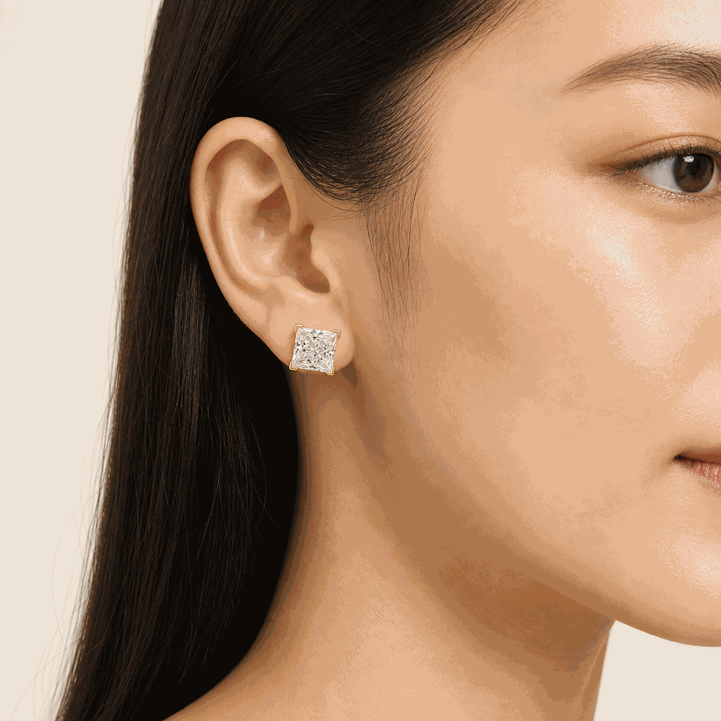 Princess Cut Lab-Grown Diamond Stud Earrings