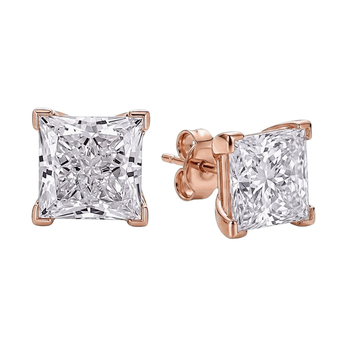 Princess Cut Lab-Grown Diamond Stud Earrings