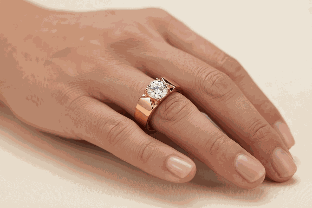 Round-Cut Lab-Grown Diamond Men's Ring