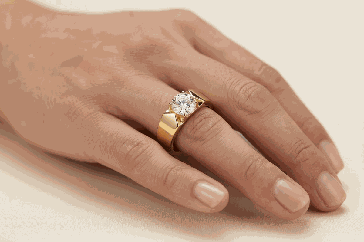Round-Cut Lab-Grown Diamond Men's Ring