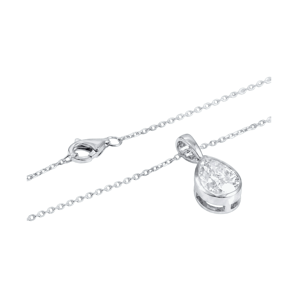 Bezel Set Pear Lab-Grown Diamond Pendant Necklace