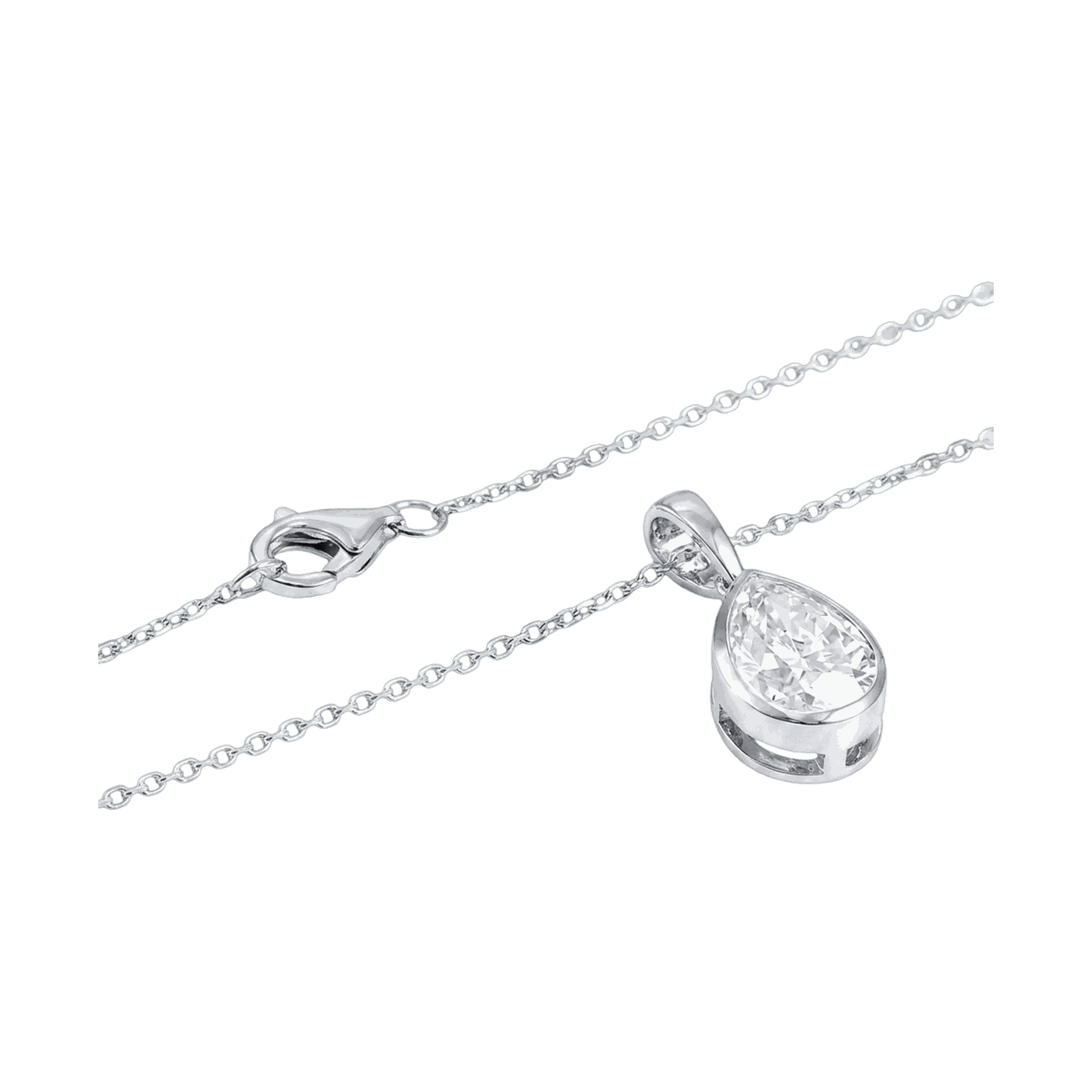 Bezel Set Pear Lab-Grown Diamond Pendant Necklace