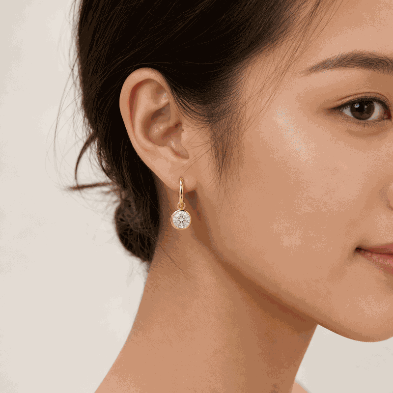 Bezel Set Lab-Grown Diamond Drop Earrings