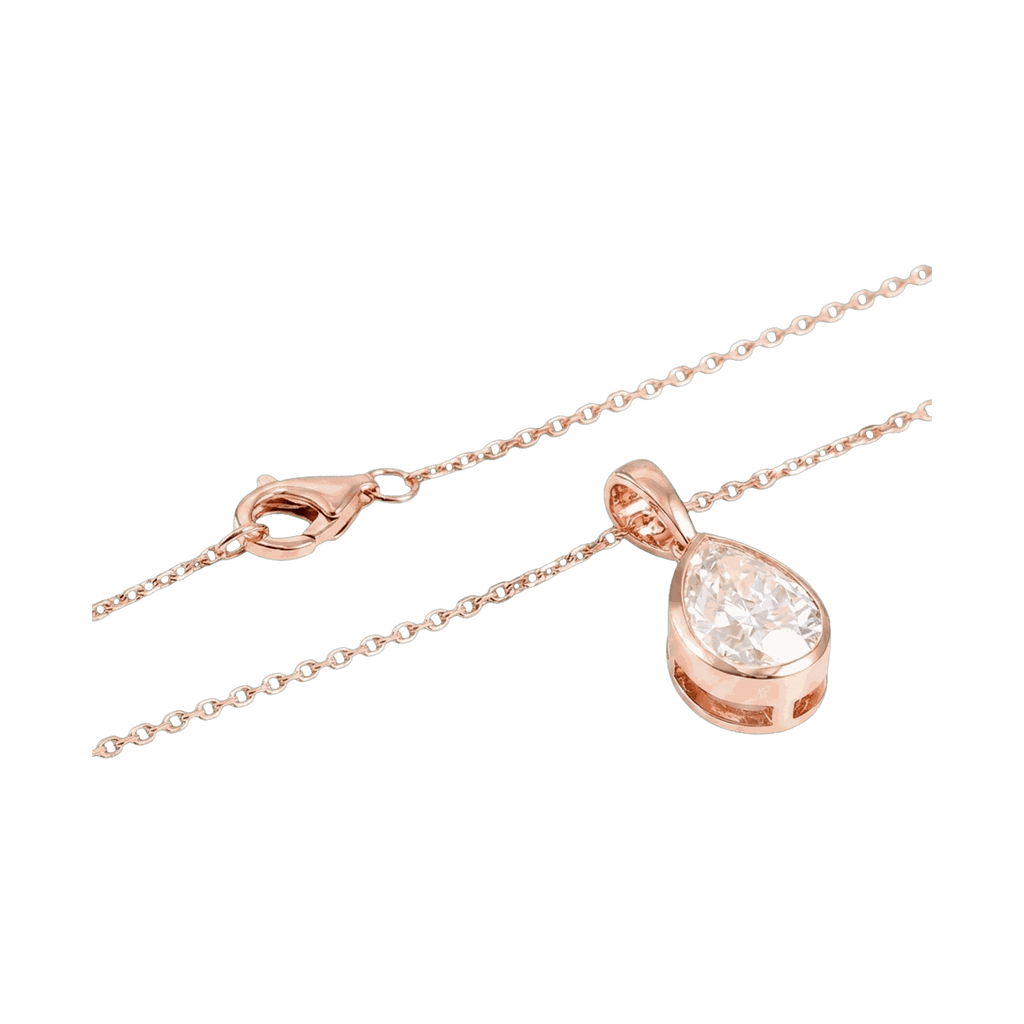 Bezel Set Pear Lab-Grown Diamond Pendant Necklace