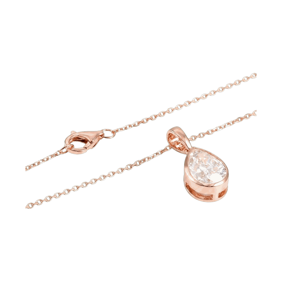 Bezel Set Pear Lab-Grown Diamond Pendant Necklace