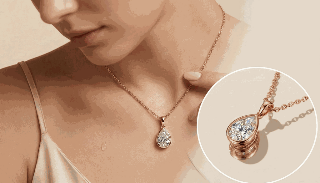 Bezel Set Pear Lab-Grown Diamond Pendant Necklace