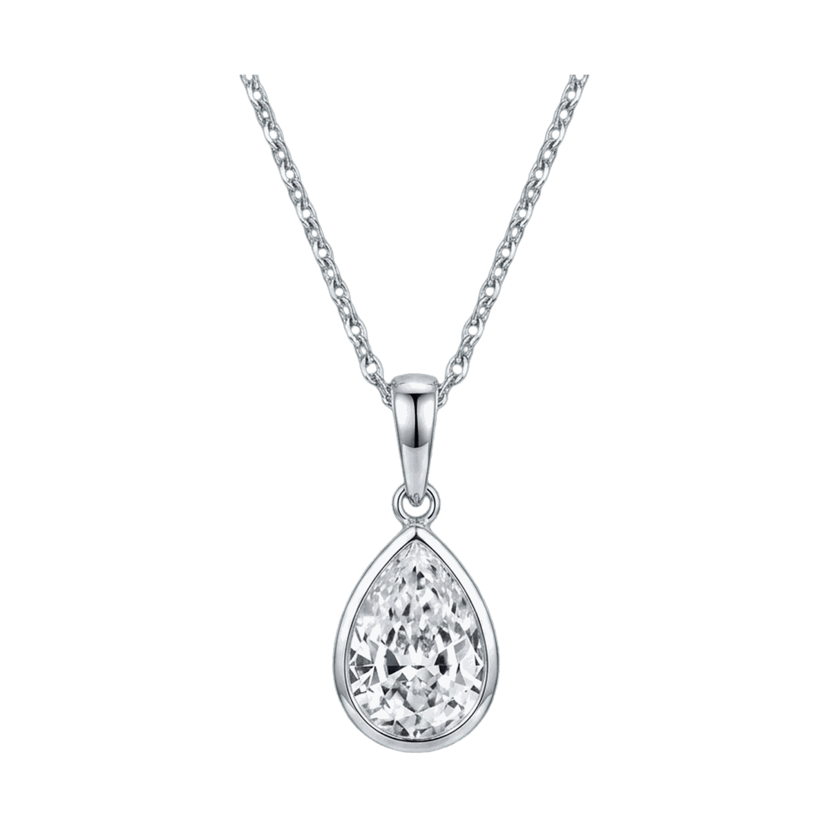 Bezel Set Pear Lab-Grown Diamond Pendant Necklace